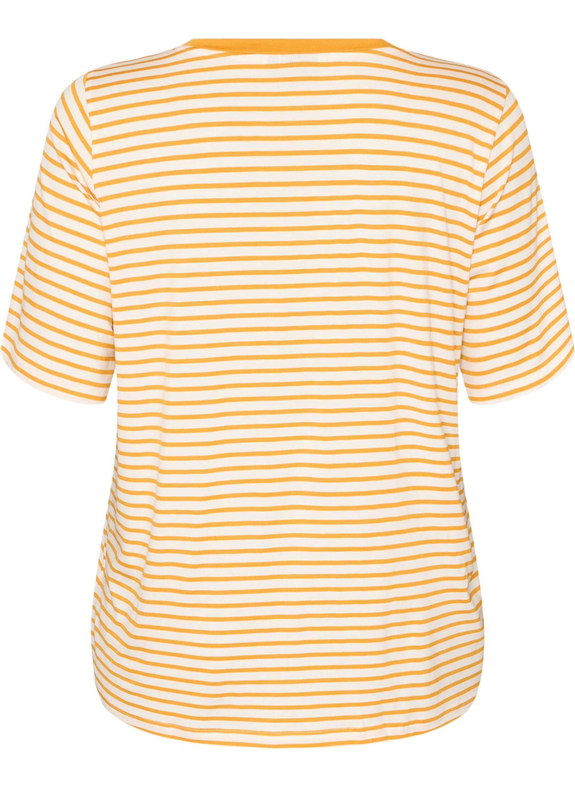 ZizziT-paita TENCEL&trade; Lyocellilla ja raidoilla, Keltainen, Packshot image number 1