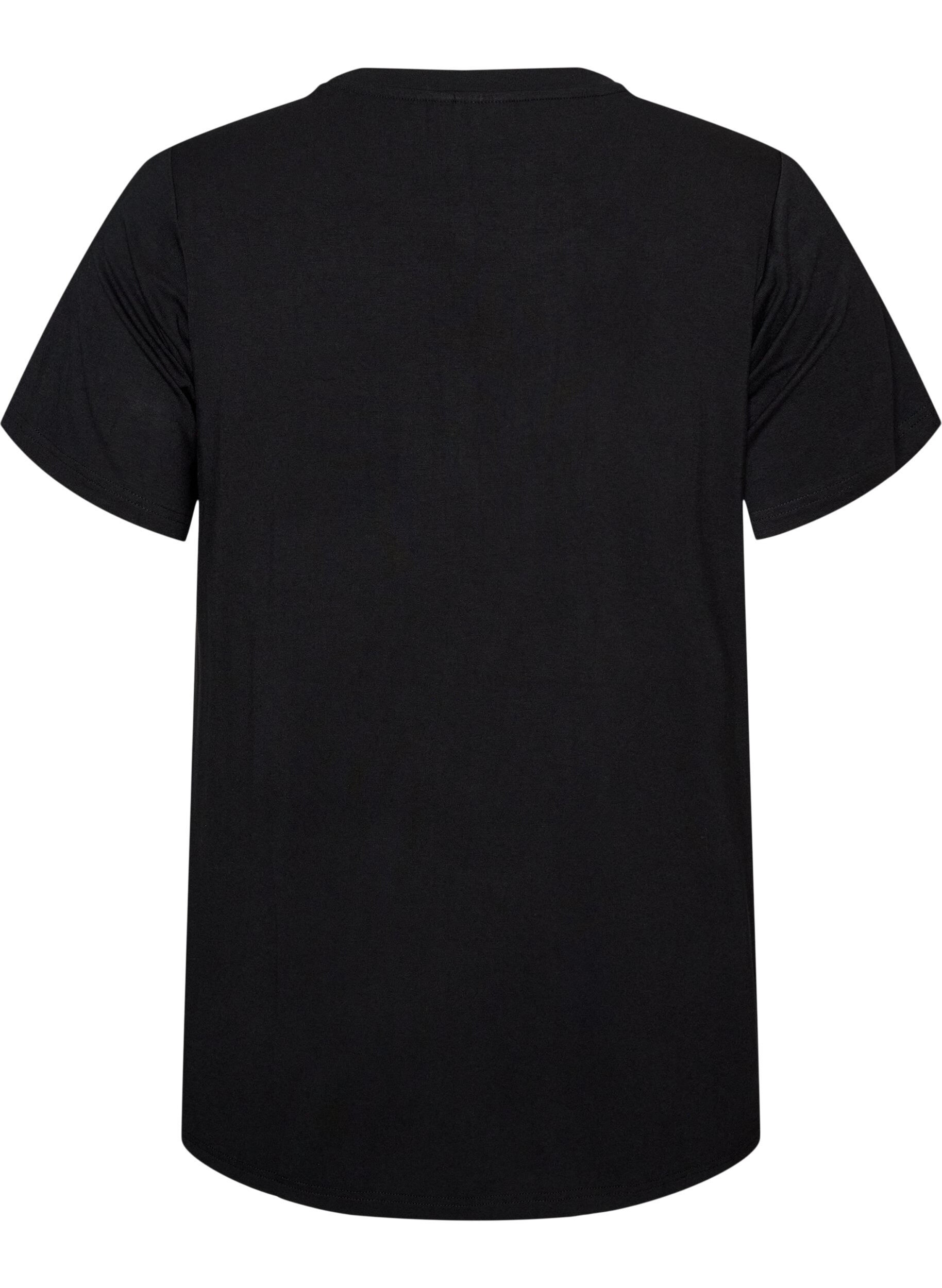 ZizziViskoosinen T-paita strasseilla, Musta, Packshot image number 1