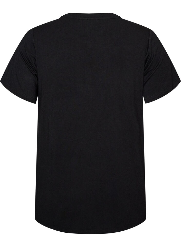 Viskoosinen T-paita strasseilla, Musta, Packshot image number 1
