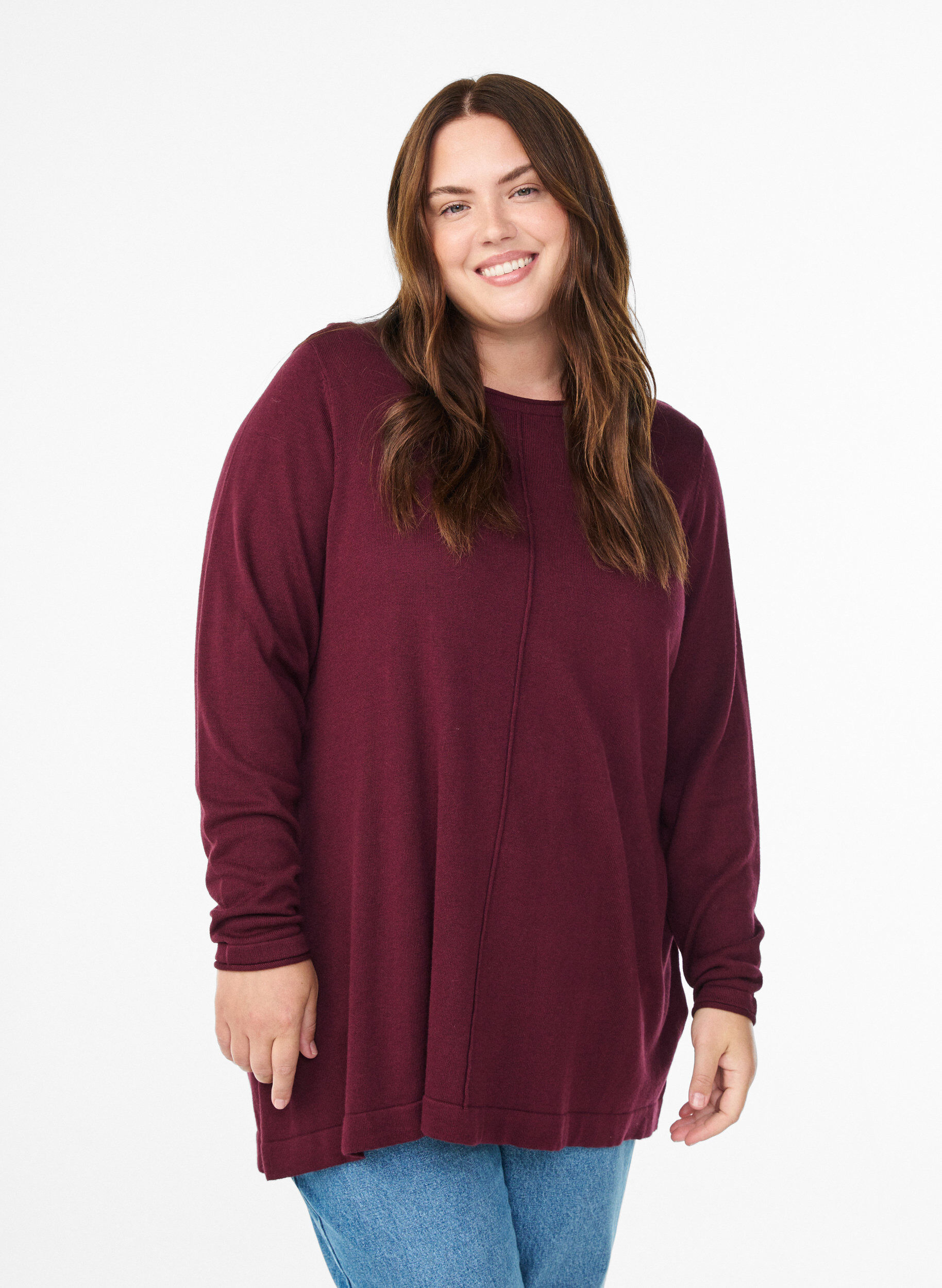 ZizziNeule puuvillaviskoosisekoitteesta, Tumma Bordeaux, Model image number 0