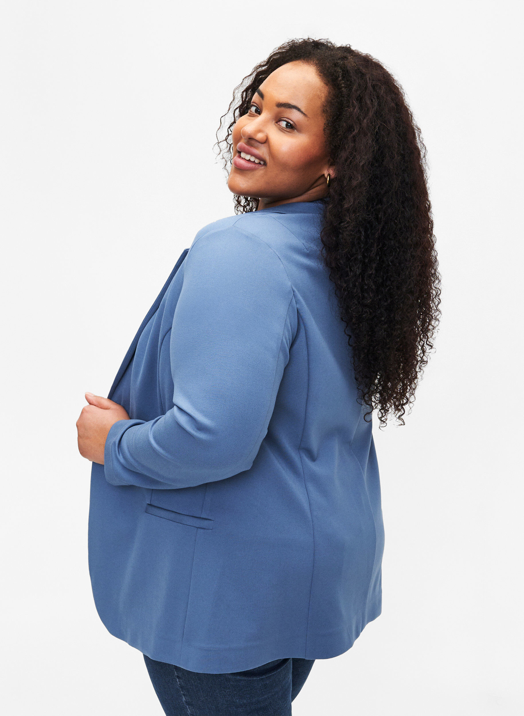 Zizzi Bleiseri nappikiinnityksell&auml;, Sininen, Model image number 2