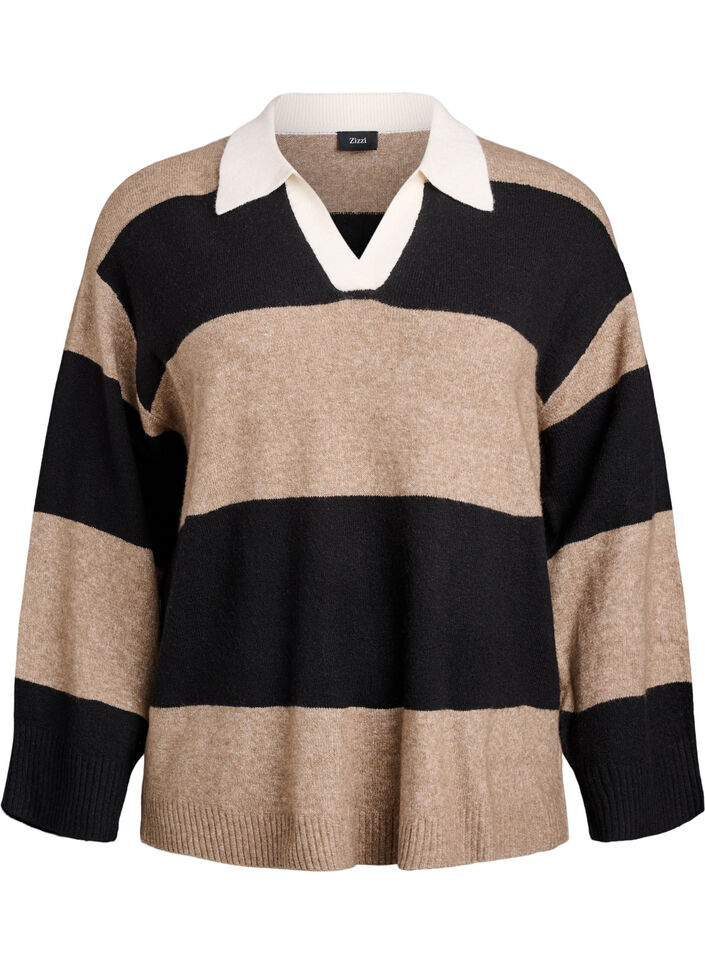 Neulepusero kauluksella ja V-pääntiellä, Musta, Packshot image number 0