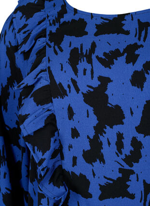 Pitkähihainen pusero röyhelöillä, Black Blue AOP, Packshot image number 2