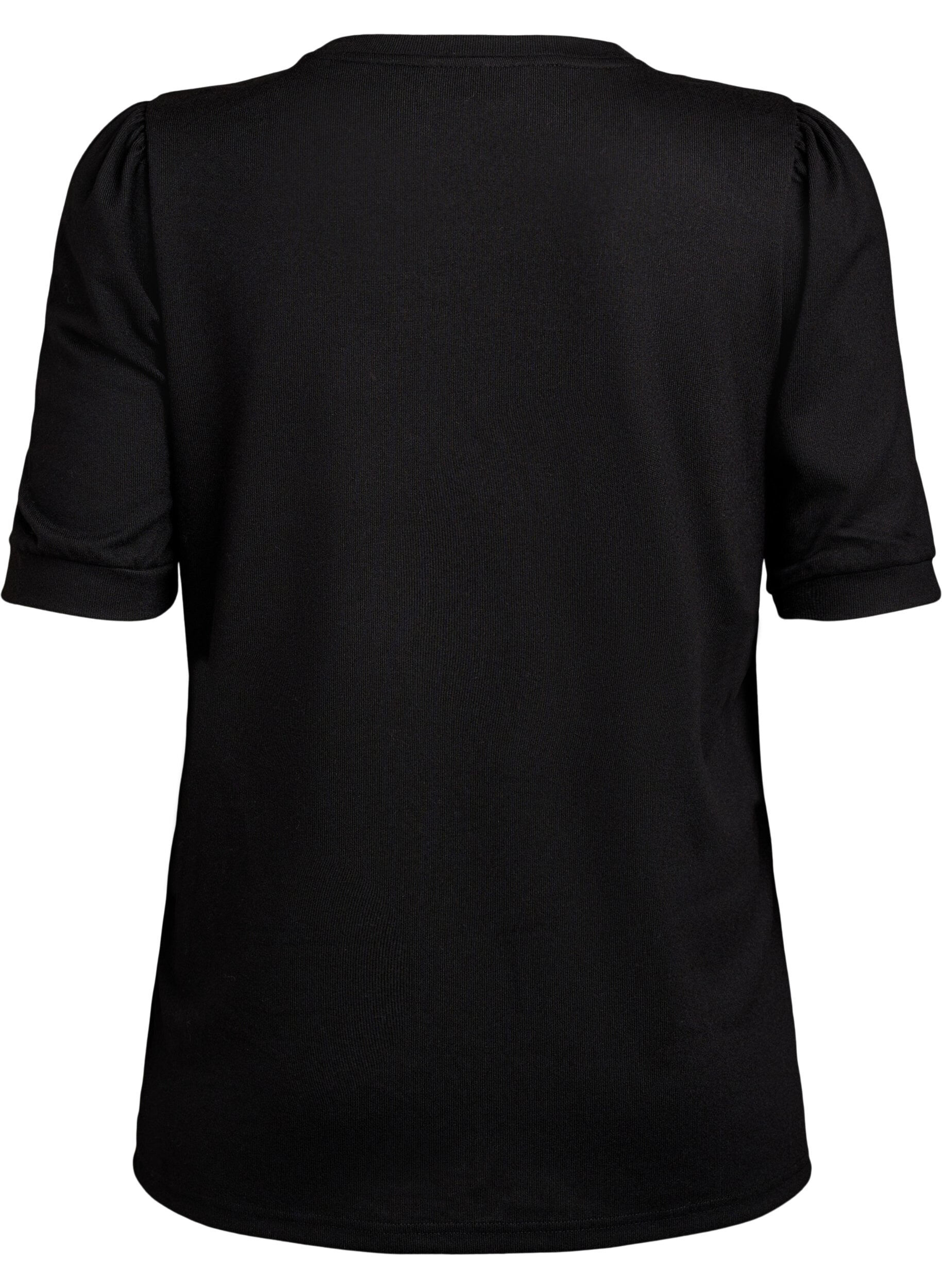 Zizzi Pusero nappidetaljilla ja lyhyill&auml; puhvihihoilla, Musta, Packshot image number 1