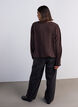 Pusero pallomaisella siluetilla ja V-p&auml;&auml;ntiell&auml;, Ruskea, Model image number 2