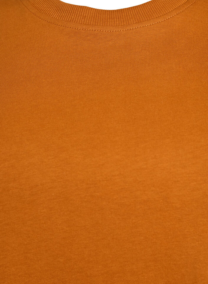 Puuvillainen perus-T-paita, jossa on py&ouml;re&auml; kaula-aukko, Oranssi, Packshot image number 2