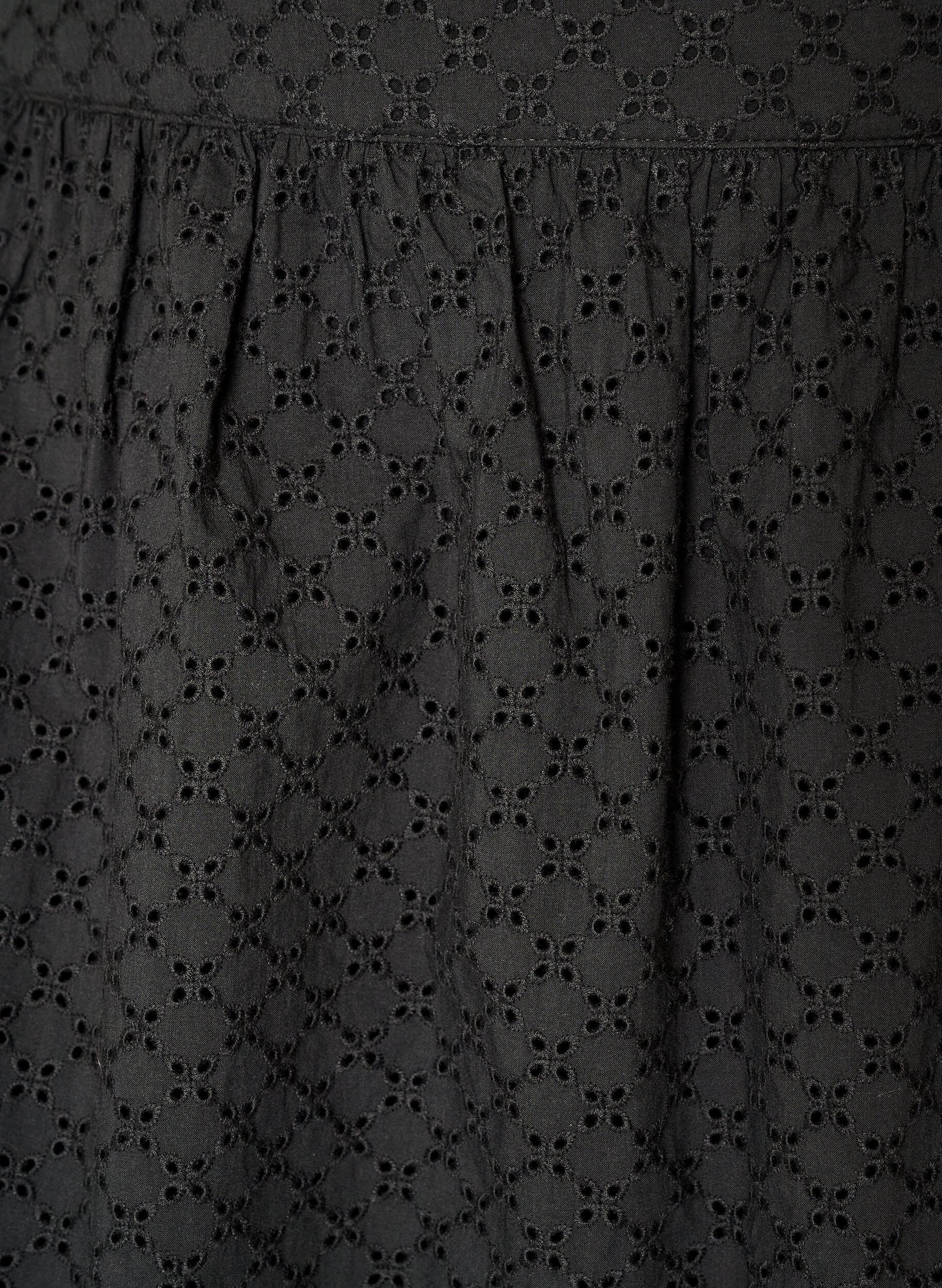 ZizziLyhyt hame broderie anglaise -koristelulla ja joustavalla vy&ouml;t&auml;r&ouml;ll&auml;, Musta, Packshot image number 2