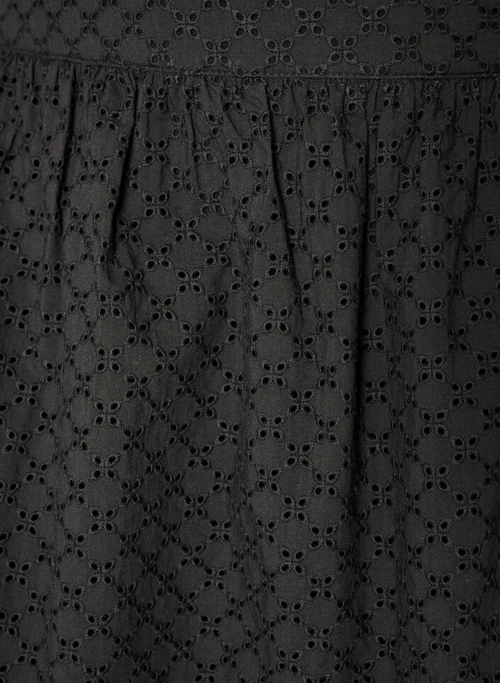 Lyhyt hame broderie anglaise -koristelulla ja joustavalla vy&ouml;t&auml;r&ouml;ll&auml;, Musta, Packshot image number 2