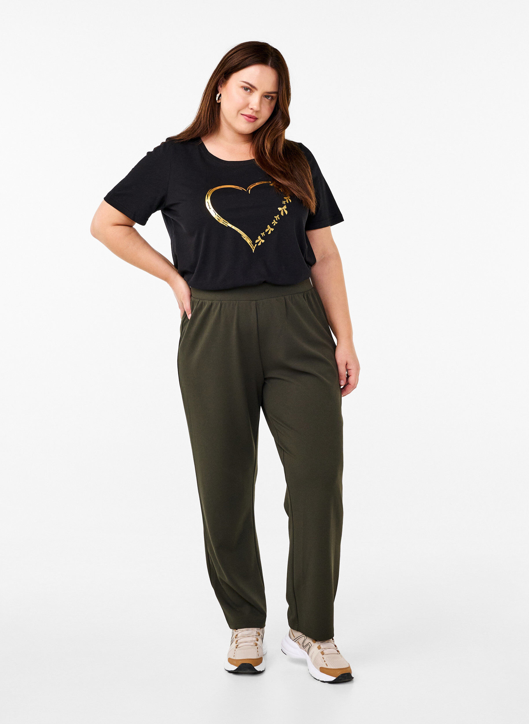 Zizzi FLASH - T-paita printill&auml;, Musta, Model image number 1