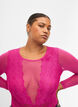 Verkkokankankainen body koristeellisella pitsillä, Fuchsia Red, Model image number 2