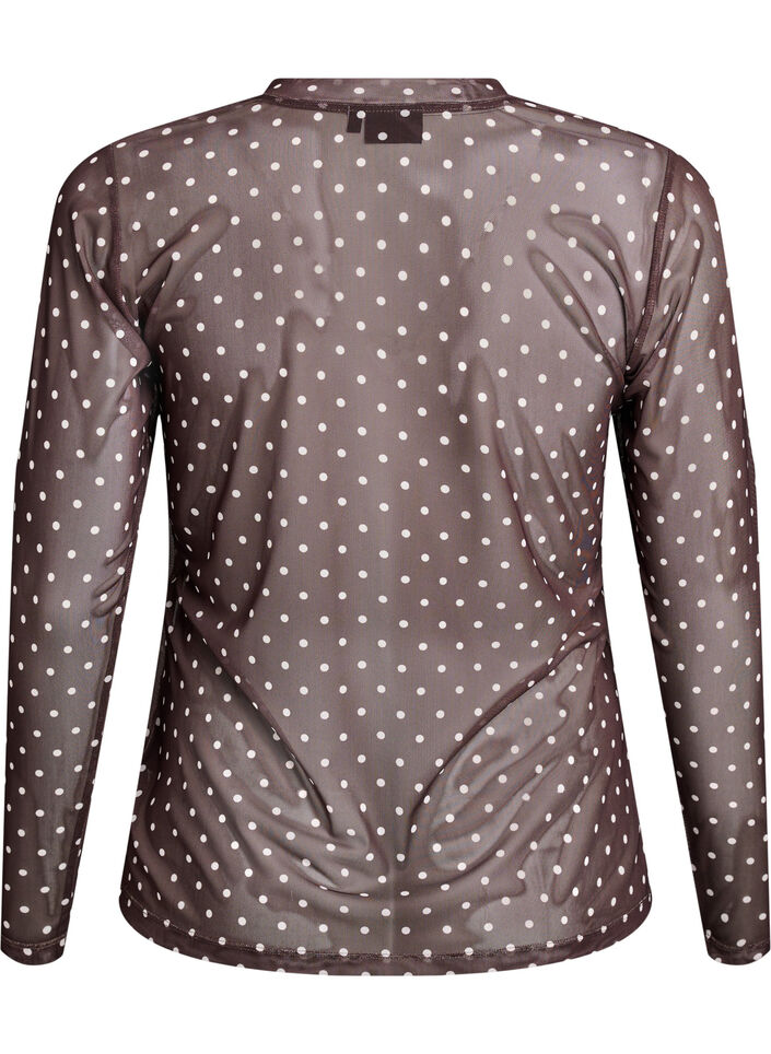 Mesh -pusero pisteill&auml;, Ruskea, Packshot image number 1