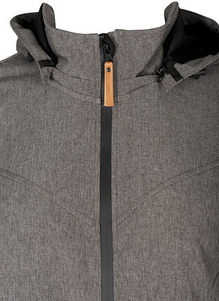 Softshell-takki hupulla ja taskuilla , Medium Grey Melange, Packshot image number 2