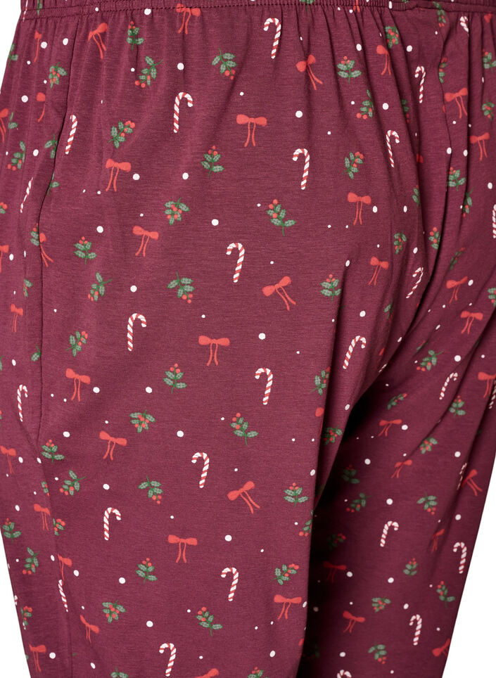 Painetut pyjamahousut, Tumma Bordeaux, Packshot image number 3