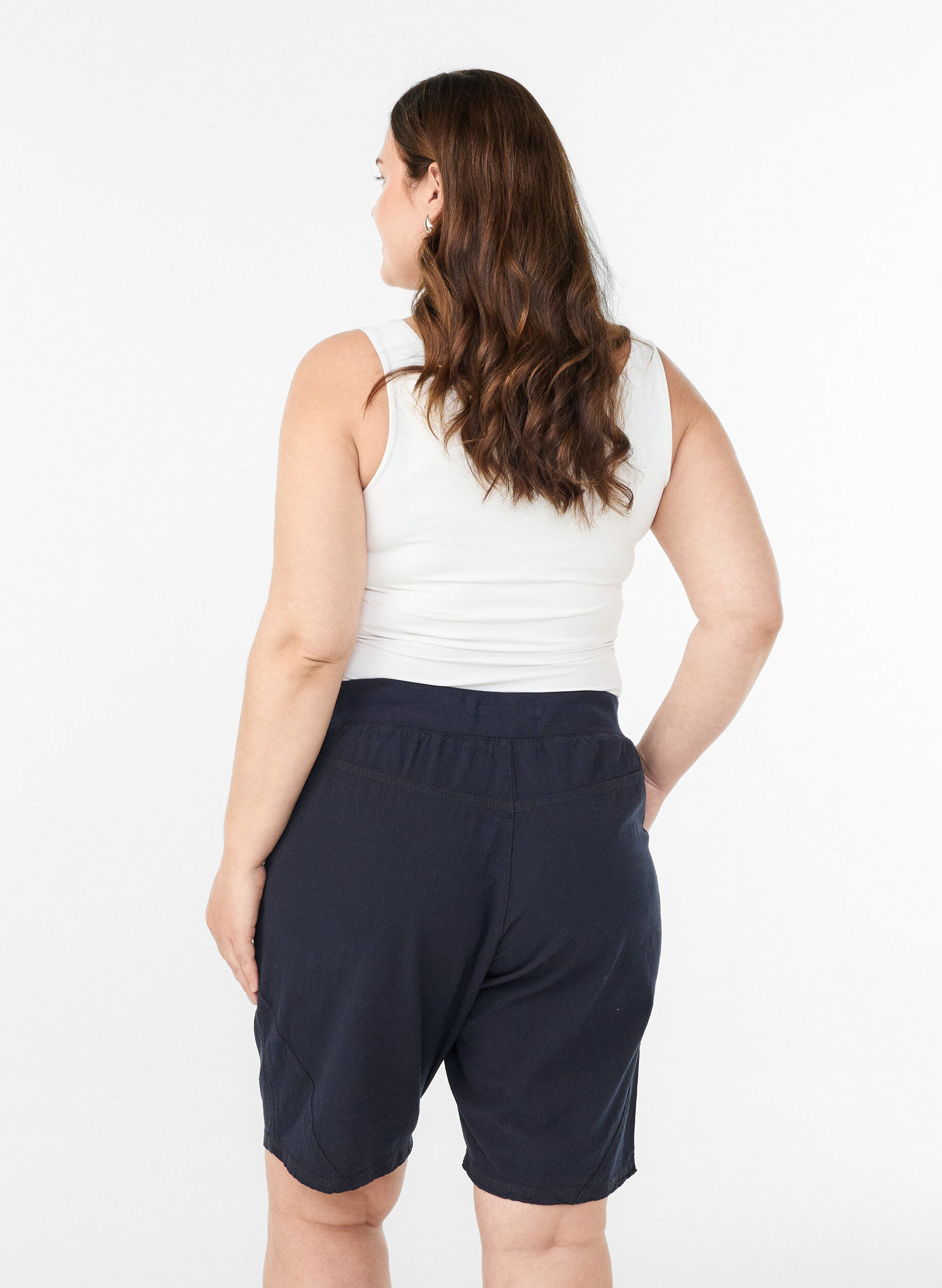 ZizziV&auml;lj&auml;t puuvillashortsit taskuilla, Sininen, Model image number 2