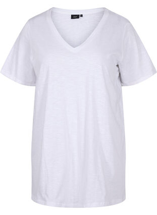 Yksivärinen oversize t-paita v-pääntiellä, Bright White, Packshot image number 0