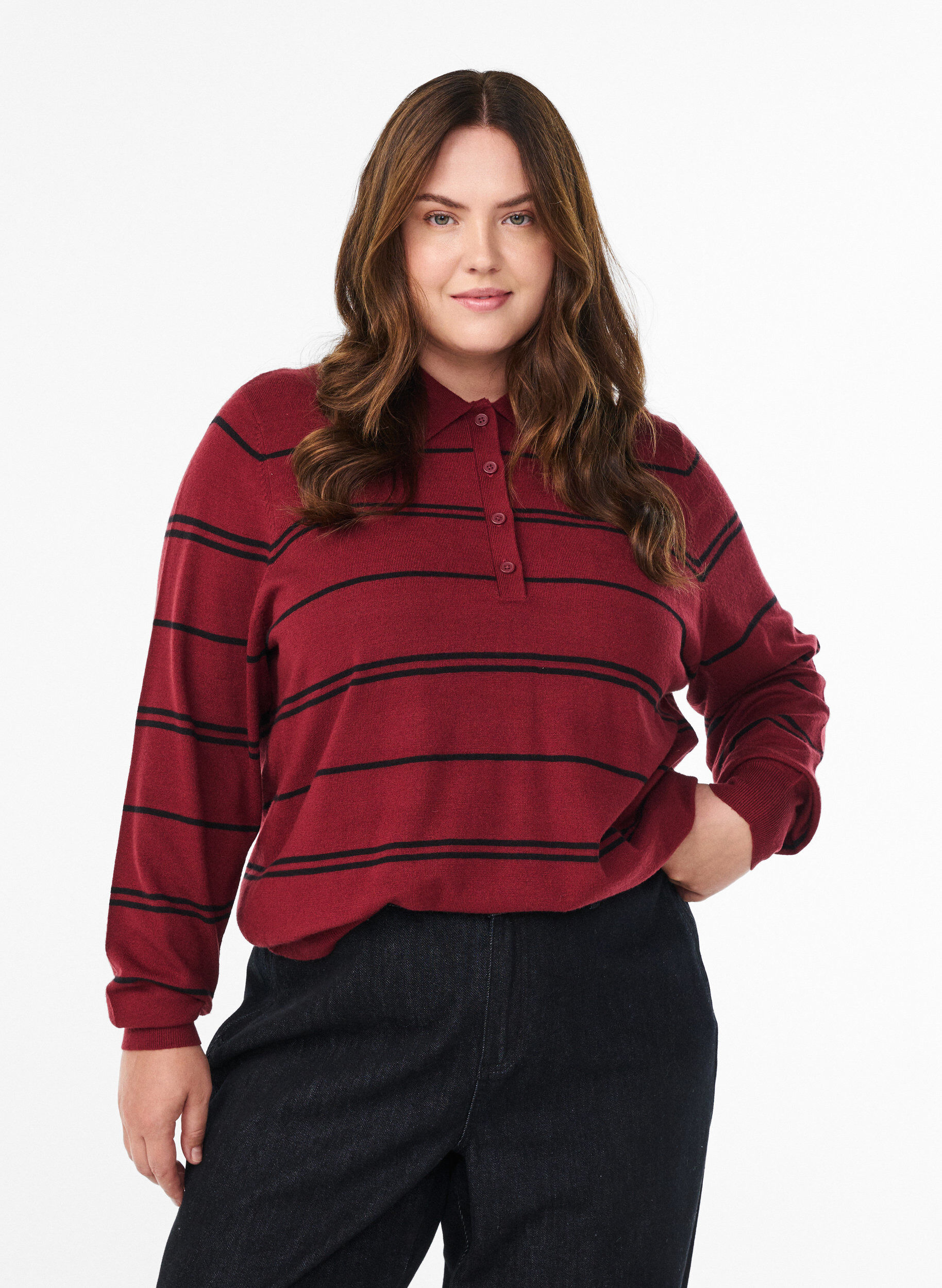 Neulepusero kauluksella, Punainen, Model