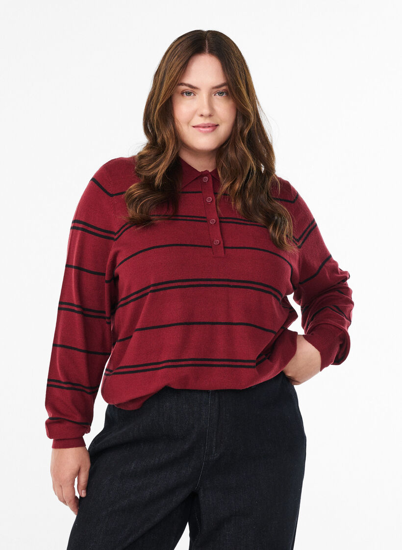 Neulepusero kauluksella, Punainen, Model image number 0