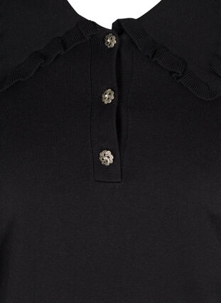 Viskoosisekoitteesta valmistettu neulepusero röyhelöreunuksella , Black, Packshot image number 2