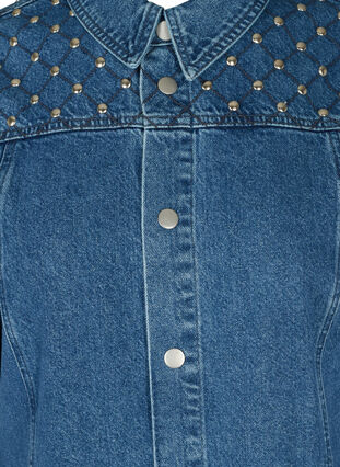 Puuvillainen farkkutakki niiteillä, Blue denim ASS, Packshot image number 2