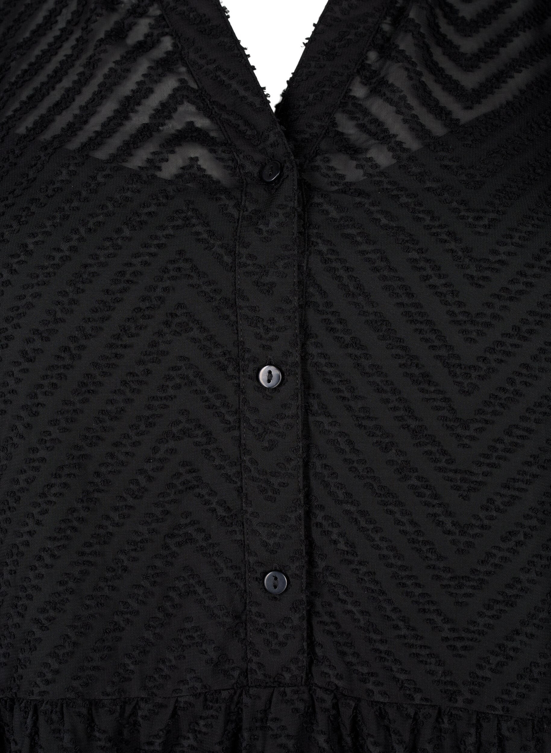 Zizzi Teksturoitu lyhyt mekko r&ouml;yhel&ouml;kauluksella, Black, Packshot image number 2