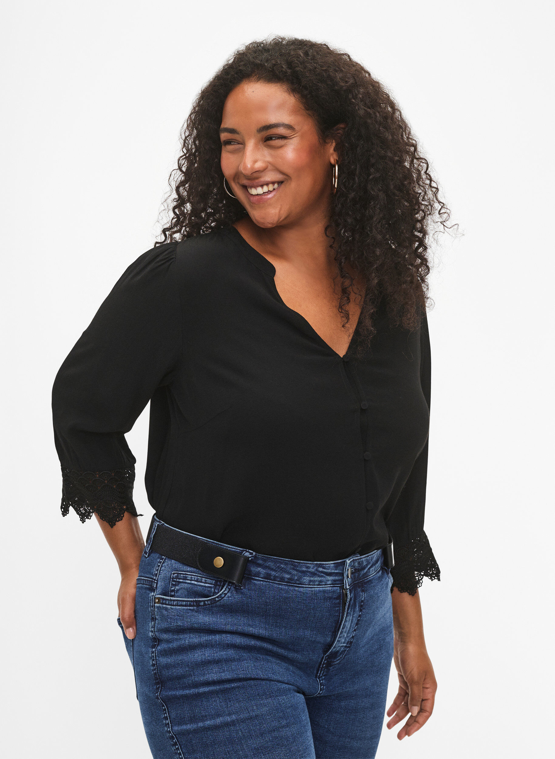 Zizzi Joustava vy&ouml;, jossa on lurexia, Black, Model image number 0