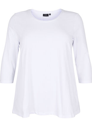 Puuvillainen perus t-paita 3/4-hihoilla, Bright White, Packshot image number 0