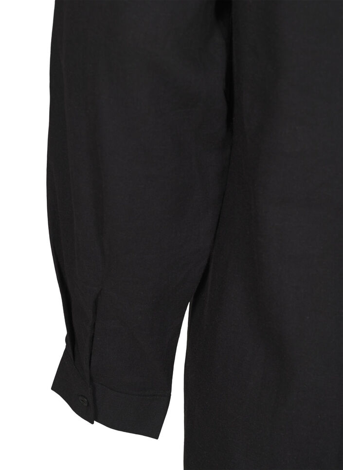 Pitk&auml; paita pellavasta ja viskoosista, Musta, Packshot image number 3