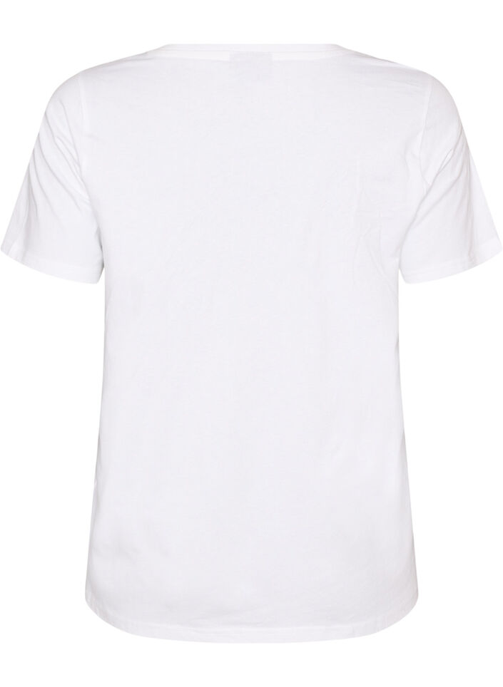 Luomupuuvillainen T-paita rantateemaisella printill&auml;, Valkoinen, Packshot image number 1