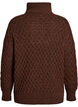 Neulepusero korkealla kauluksella ja tekstuurilla, Ruskea, Packshot image number 1