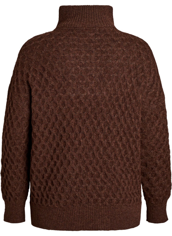 Neulepusero korkealla kauluksella ja tekstuurilla, Ruskea, Packshot