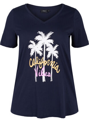 Puuvillainen t-paita v-aukolla , Night Sky California, Packshot image number 0