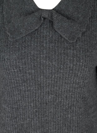 Meleerattu neulepaita kauluksella , Dark Grey Melange, Packshot image number 2