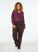 Jerseypusero V-p&auml;&auml;ntiell&auml; ja pitk&auml;t hihat, Tumma Bordeaux, Model image number 1