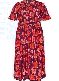 Mekko smokkauksella ja kukkakuviolla, Violetti