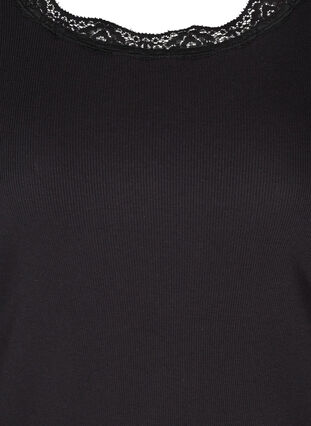 Tyköistuva pusero pitsireunuksella , Black, Packshot image number 2