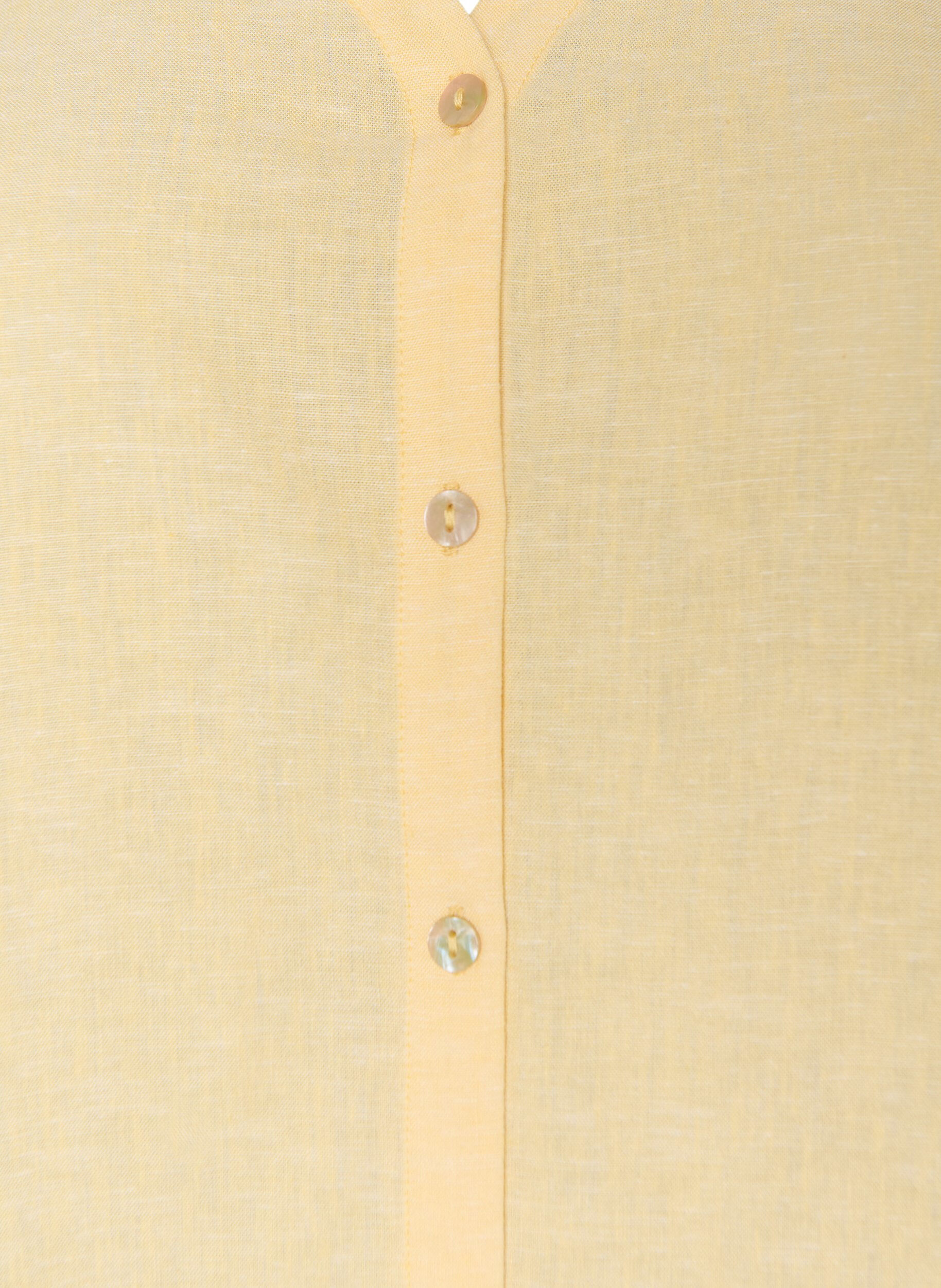 ZizziPusero pellavaa ja viskoosia V-p&auml;&auml;ntiell&auml;, Keltainen, Packshot image number 2