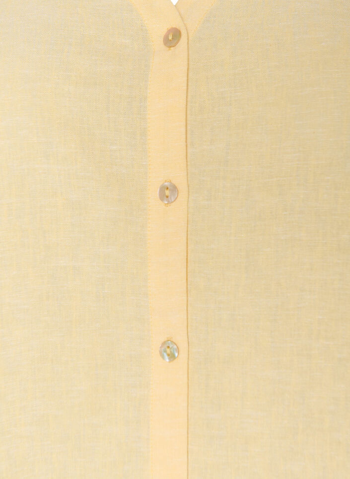 Pusero pellavaa ja viskoosia V-p&auml;&auml;ntiell&auml;, Keltainen, Packshot image number 2