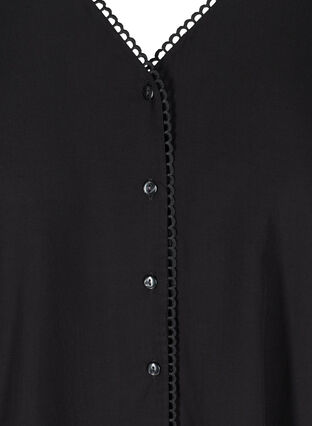 Viskoosipusero napeilla ja pallohihoilla, Black, Packshot image number 2