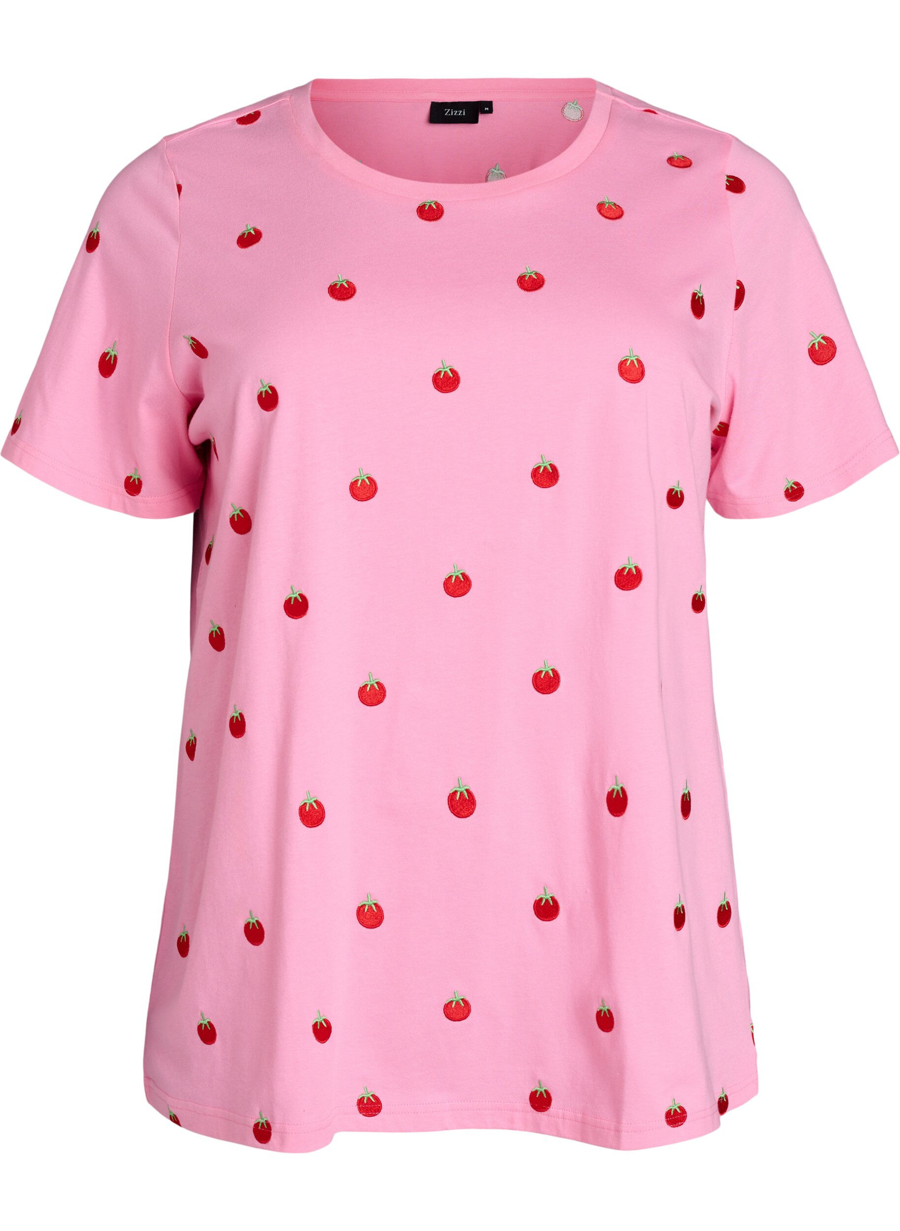 ZizziLuomupuuvillainen T-paita kirjailuilla kuvioilla, Vaaleanpunainen, Packshot image number 0