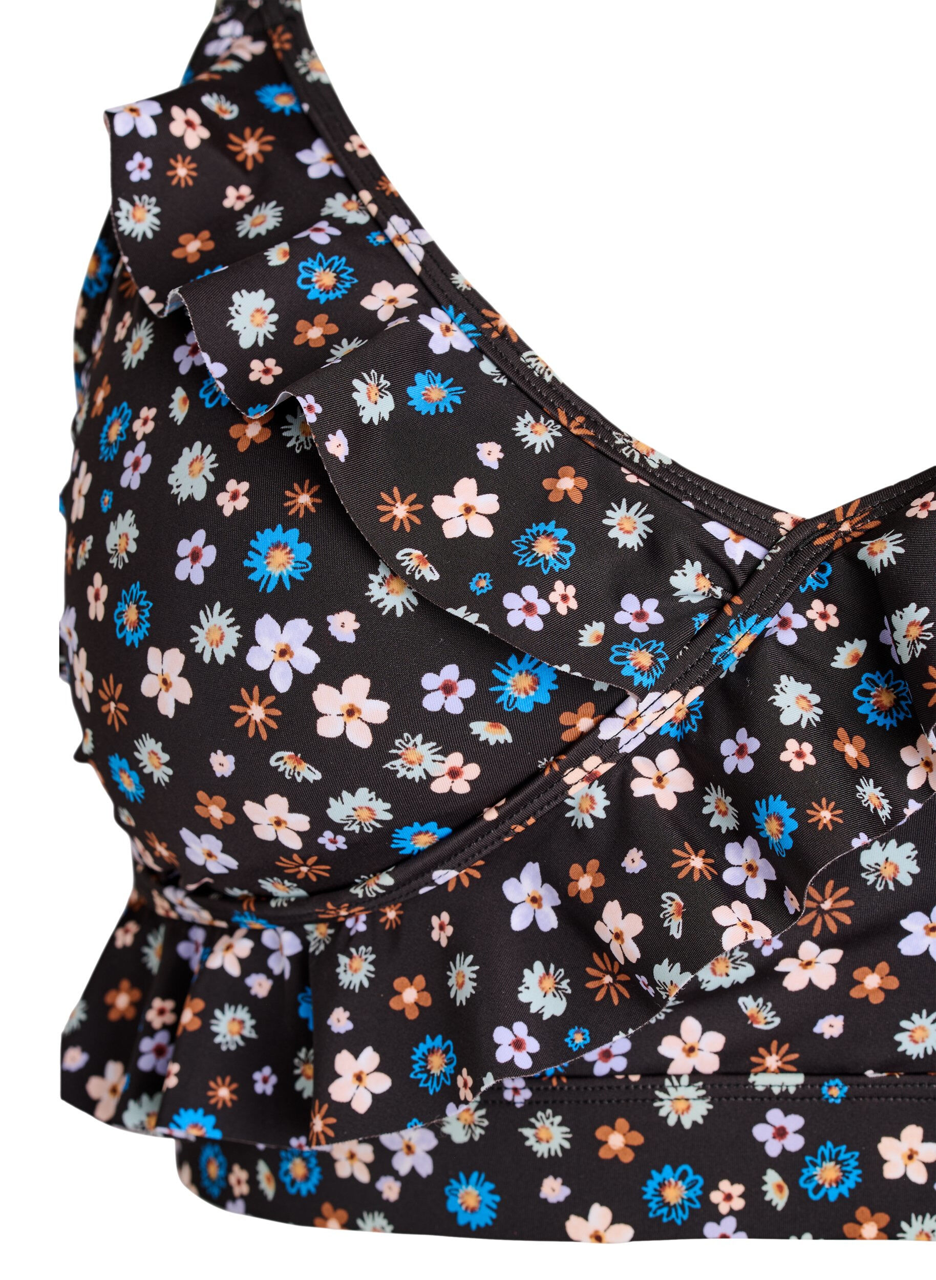 Zizzi  Kukallinen bikinien yl&auml;osa r&ouml;yhel&ouml;yksityiskohdilla, Ruskea, Packshot image number 2