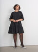 Jacquard-mekko kimaltelevilla yksityiskohdilla ja pussihihoilla, Musta, Model image number 1