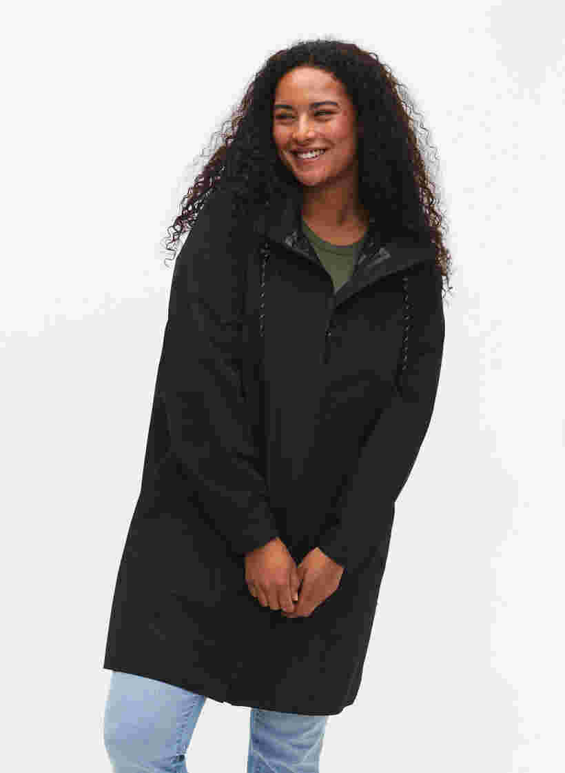 Sadetakki taskuilla ja hupulla, Black, Model image number 0