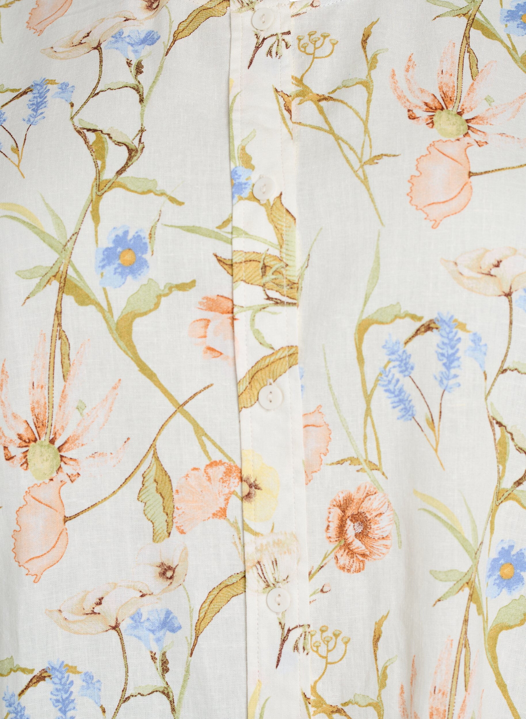 Zizzi Paitapusero pellava- ja viskoosisekoitteesta 3/4-hihoilla, Vanilja, Packshot image number 2