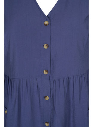 Lyhythihainen mekko napeilla ja taskuilla, Nightshadow Blue, Packshot image number 2