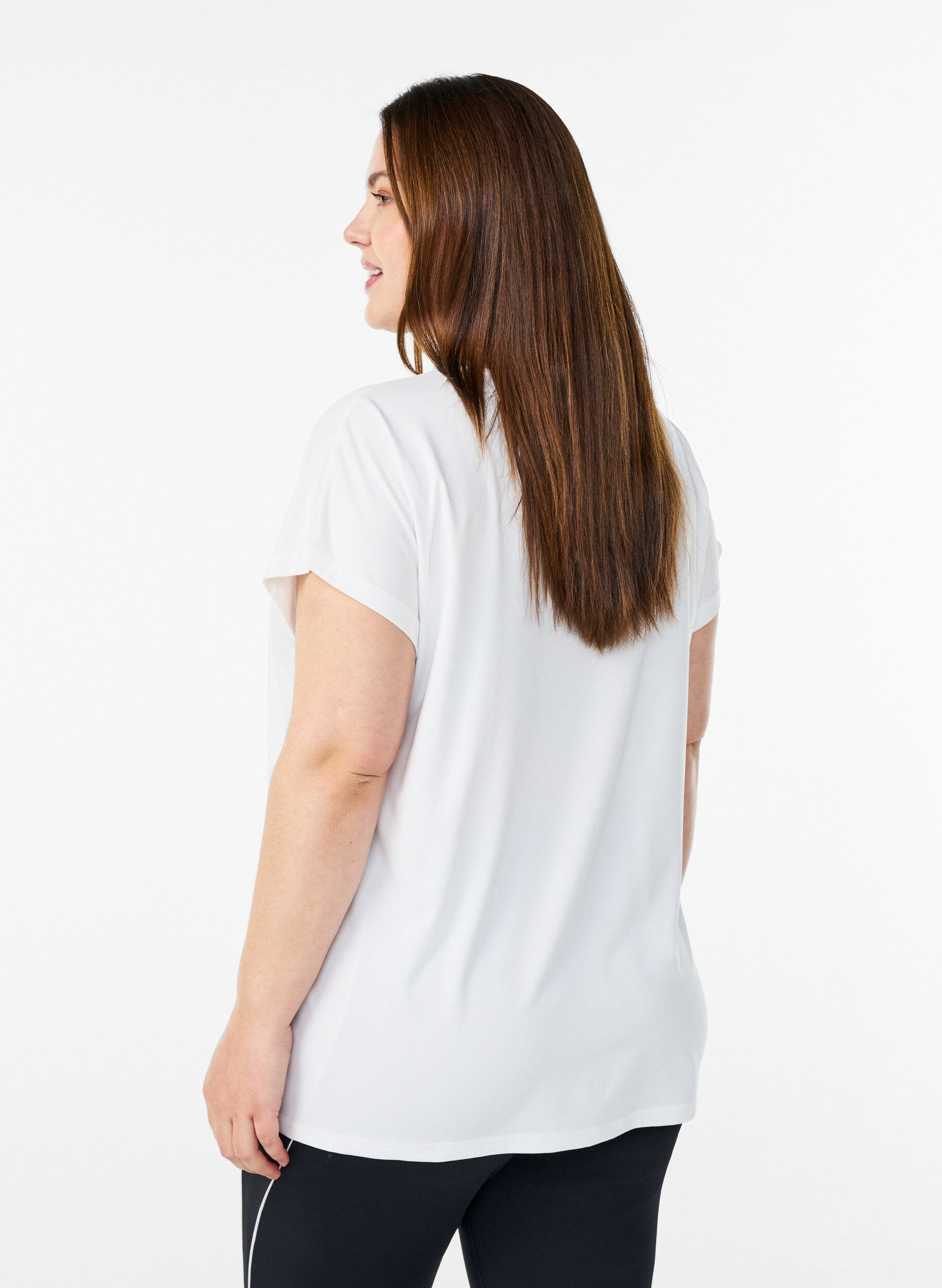 Zizzi Yksiv&auml;rinen treeni-T-paita, Valkoinen, Model image number 2