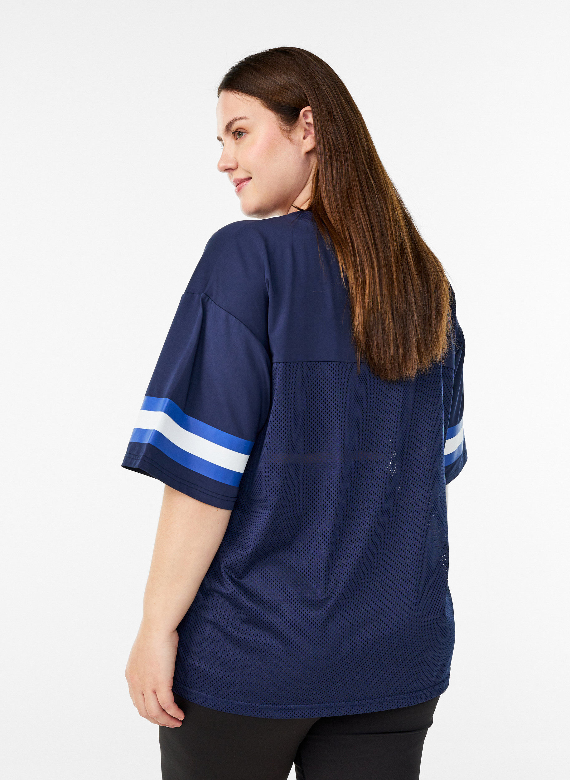 ZizziV-aukollinen treenipaita etupuolen printill&auml;, Sininen, Model image number 2