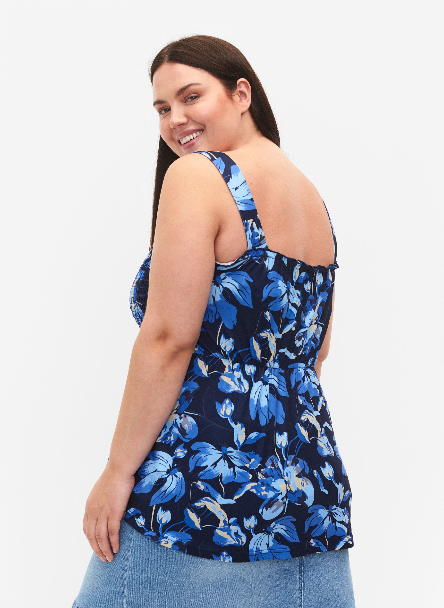 Zizzi Imetystoppi smokkirypytyksell&auml;, Blue Flower Print, Model image number 1