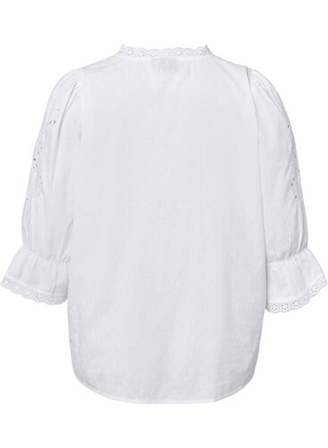 Rakenteellinen paitapusero kirjailulla anglaise, Bright White, Packshot image number 1