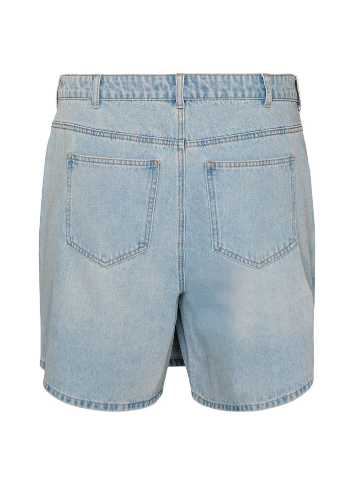 Denimskortsit kietaisuefektill&auml; ja korkealla vy&ouml;t&auml;r&ouml;ll&auml;, Sininen, Packshot image number 1