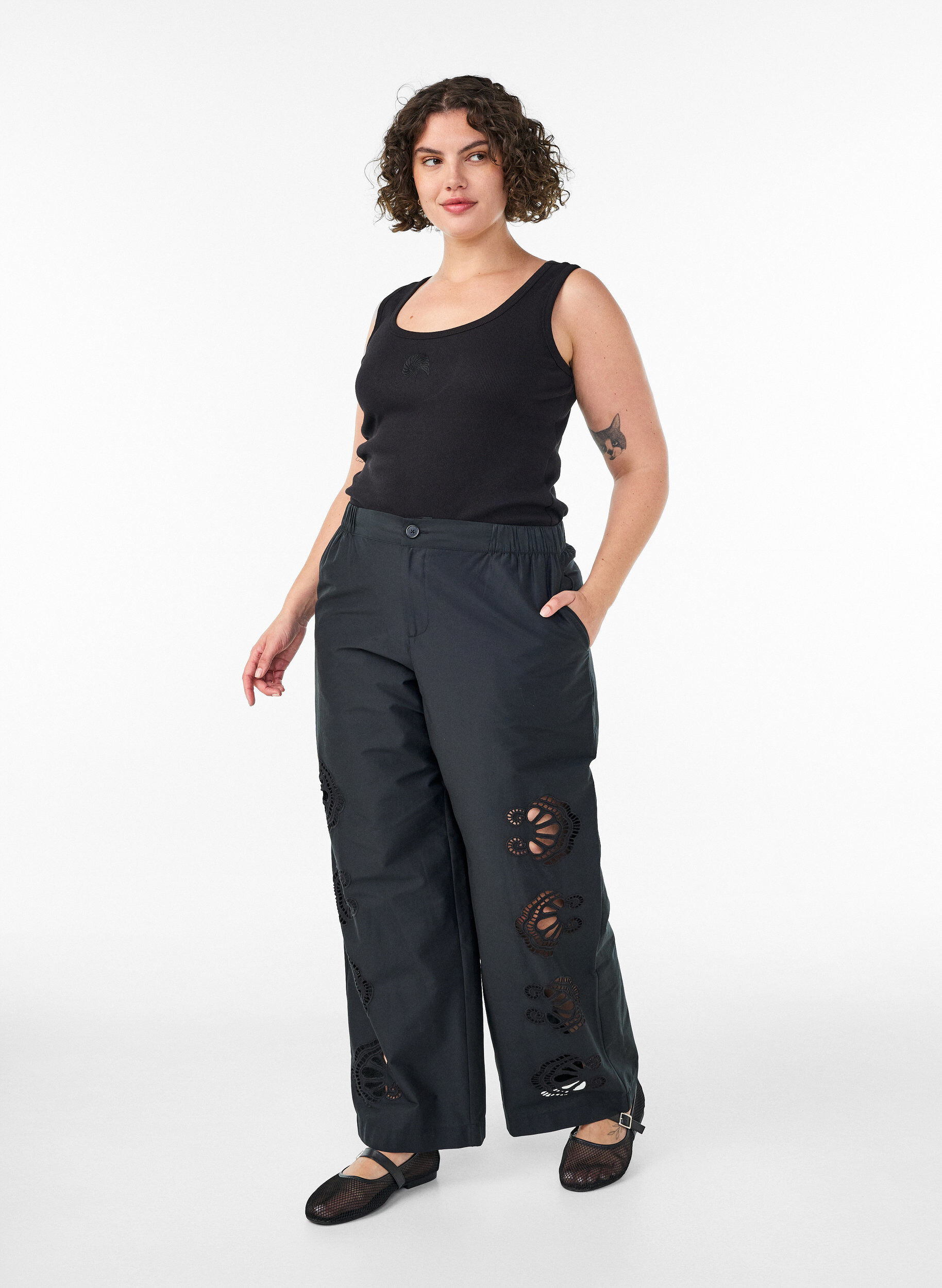 ZizziTyk&ouml;istuva kuvioitu yl&auml;osa, Musta, Model image number 1